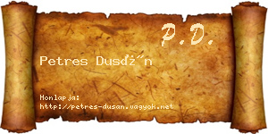 Petres Dusán névjegykártya