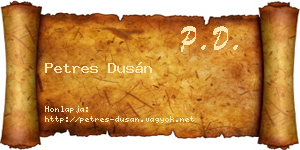 Petres Dusán névjegykártya